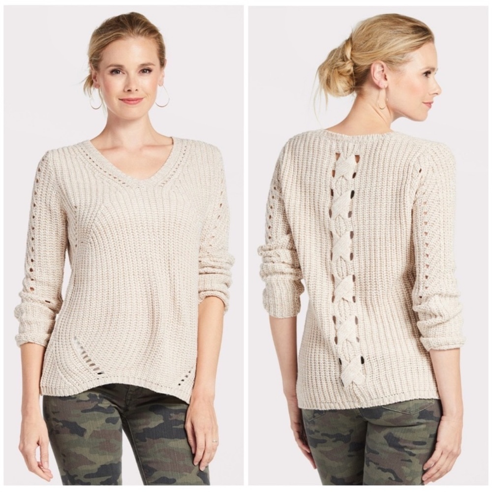 John + Jenn Dylan Braided Back Sweater Size Small
